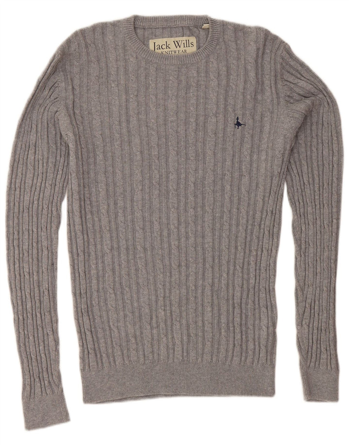 JACK WILLS Herre sweater med rund hals, lille grå bomuld