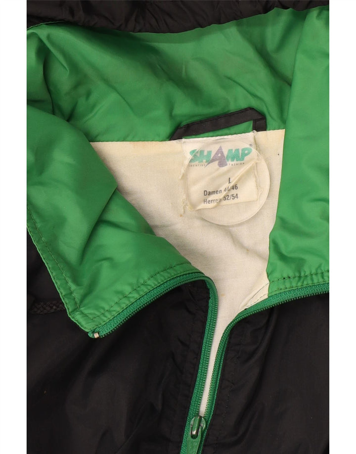 SHAMP Regnjakke med hætte til mænd UK 40 Stor sort farveblok polyamid