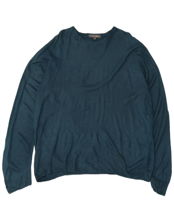 Marks & Spencer Herre Boat Neck Jumper Sweater Large Green