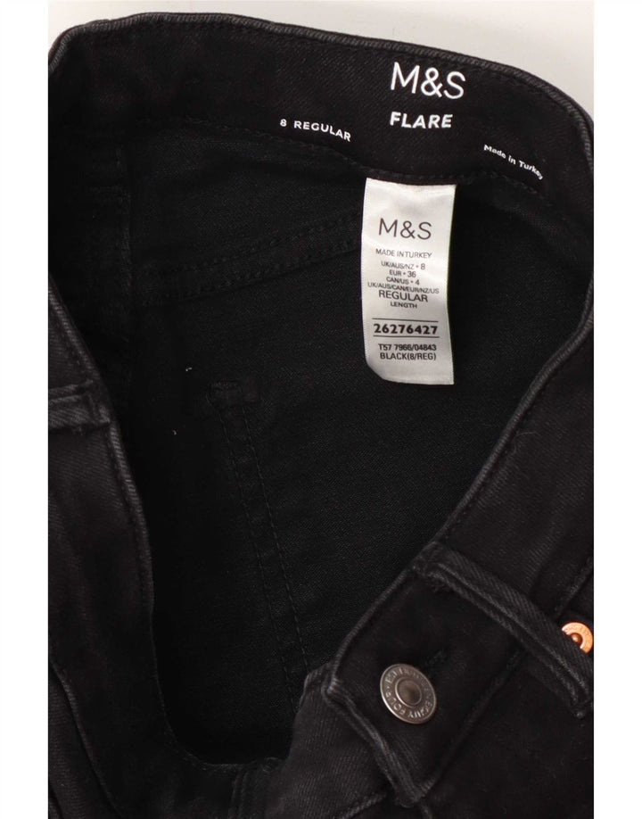 Marks & Spencer Dame Flared Jeans UK 8 Small W26 L31 Black