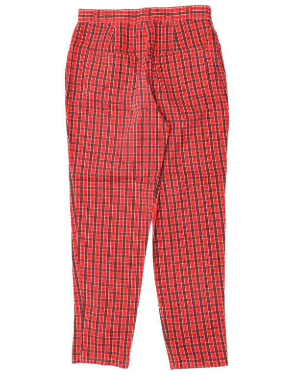 Basics Kvinder Højtaljede Casual Bukser UK 16 Large W30 L30 Red Check