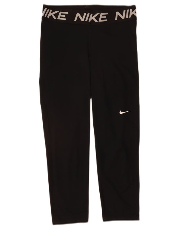 NIKE Grafiske Capri Leggings til kvinder UK 12 Medium Sort Polyester