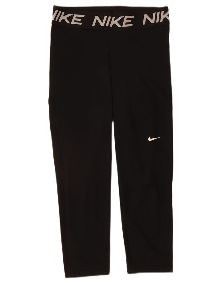 NIKE Grafiske Capri Leggings til kvinder UK 12 Medium Sort Polyester