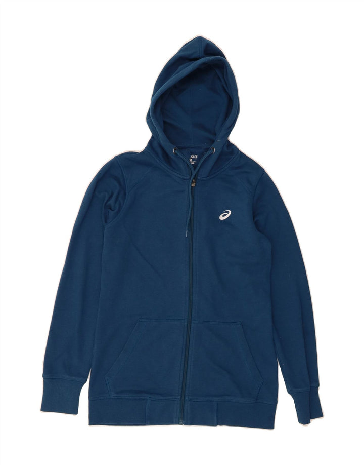 ASICS Mens Zip Hoodie Sweater Small Navy Blue Cotton Vintage Asics and Second-Hand Asics from Messina Hembry 