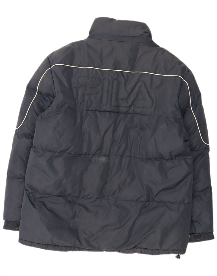 Fila Herre grafisk polstret jakke UK 38 Medium Navy Blue Nylon