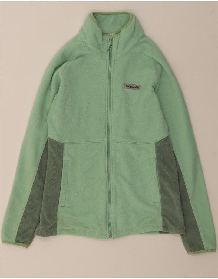 COLUMBIA Womens Fleece Jacket UK 10 Small Green Colourblock Polyester Vintage Columbia and Second-Hand Columbia from Messina Hembry 