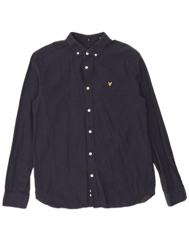 LYLE & SCOTT Herreskjorte Medium Navyblå plettet bomuld