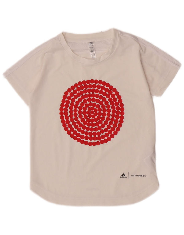Adidas Girls Aeroready Grafisk T-Shirt Top 7-8 År Hvid Polyester
