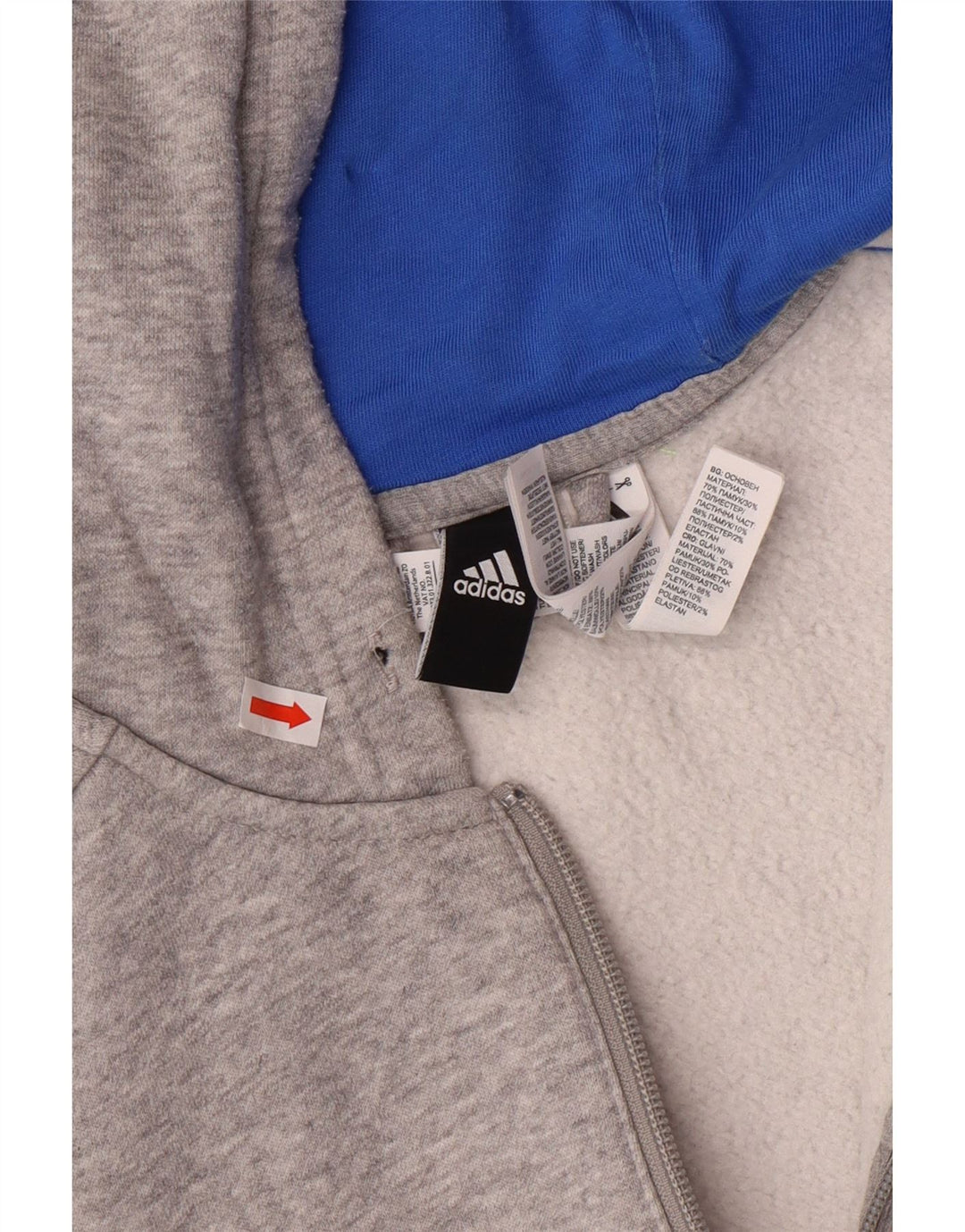 ADIDAS Mens Zip Hoodie Sweater Medium Grey Cotton