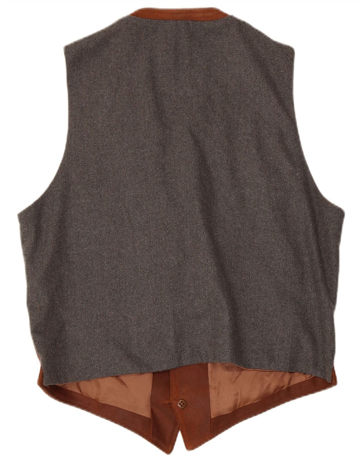 Vintage herre ruskindsvest mellem brunt læder