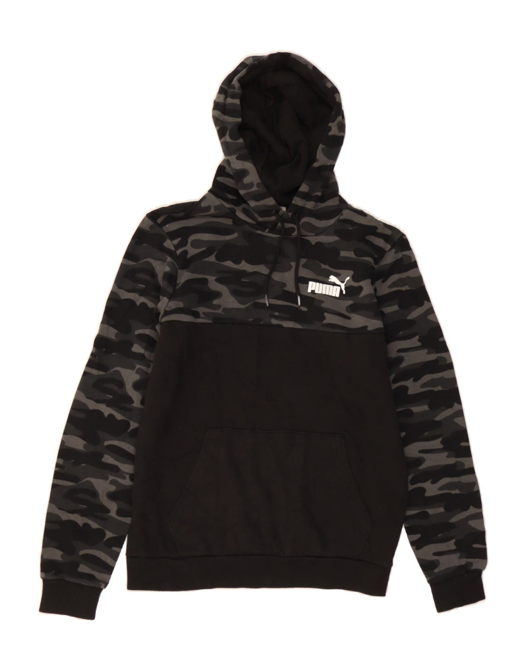 PUMA Mens Hoodie Jumper Small Black Camouflage Cotton Vintage Puma and Second-Hand Puma from Messina Hembry 