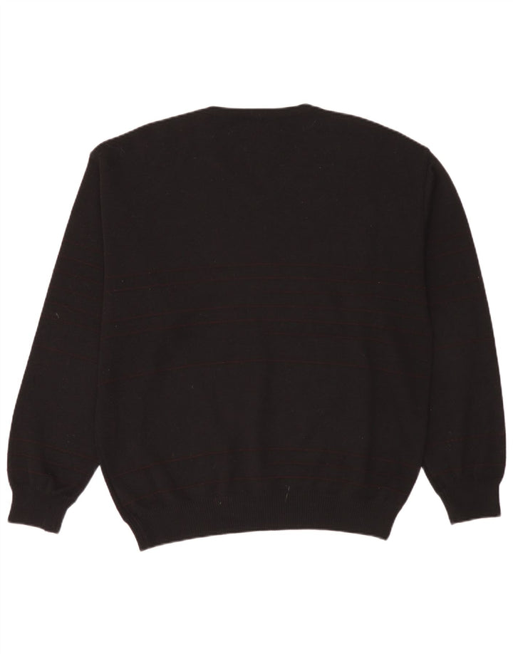 Marks & Spencer Herre V-hals sweater Stor sort stribet uld