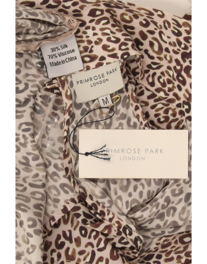 Primrose Womens Front Tie Halter Top UK 12 Medium Brown Animal Print Silke