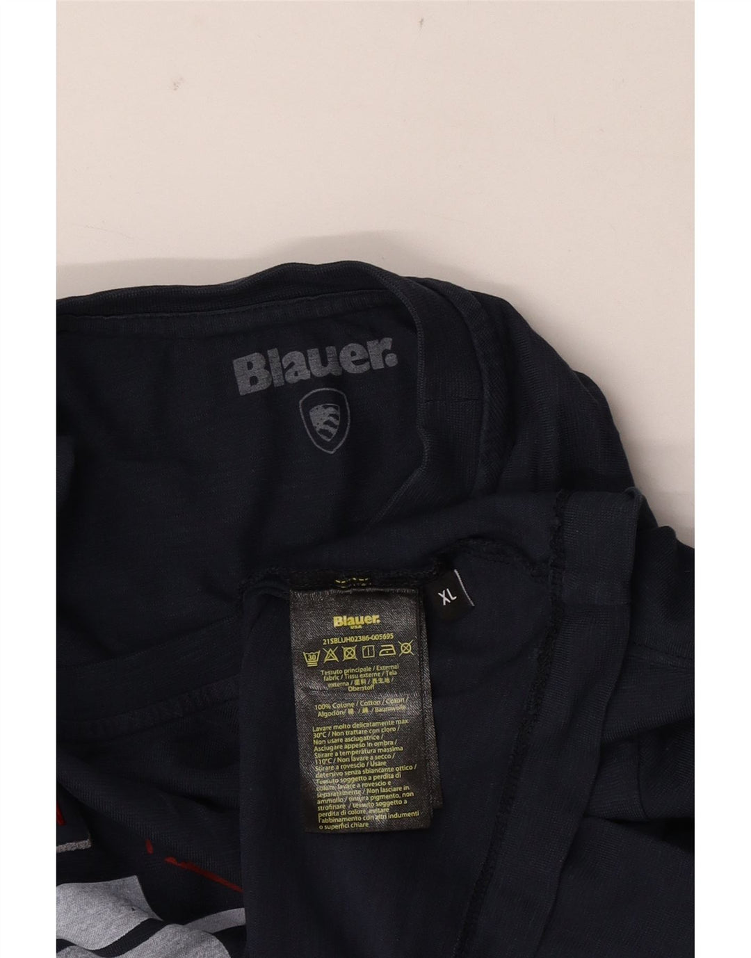Blauer Herre Grafisk T-Shirt Top XL Marineblå Bomuld