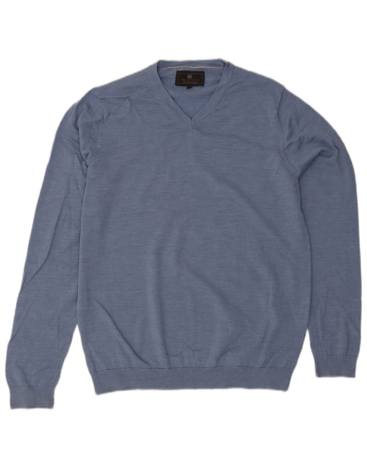 Marks & Spencer Herre V-hals trøje Sweater Large Blue Flecked Wool