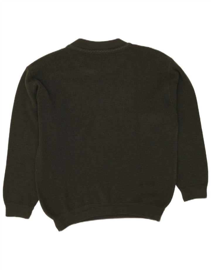 VINTAGE Herre Crew Neck trøje Sweater Large Khaki Wool