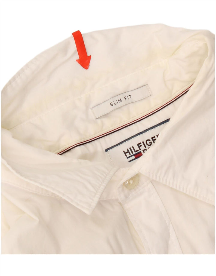 Tommy Hilfiger Herre kortærmet Slim Fit skjorte Medium hvid bomuld