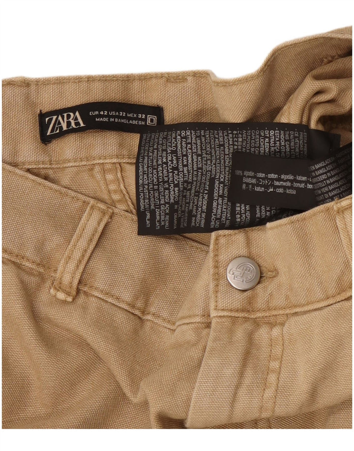 Zara Herre Cargo Bermuda Shorts EU 42 Large W32 Beige Bomuld