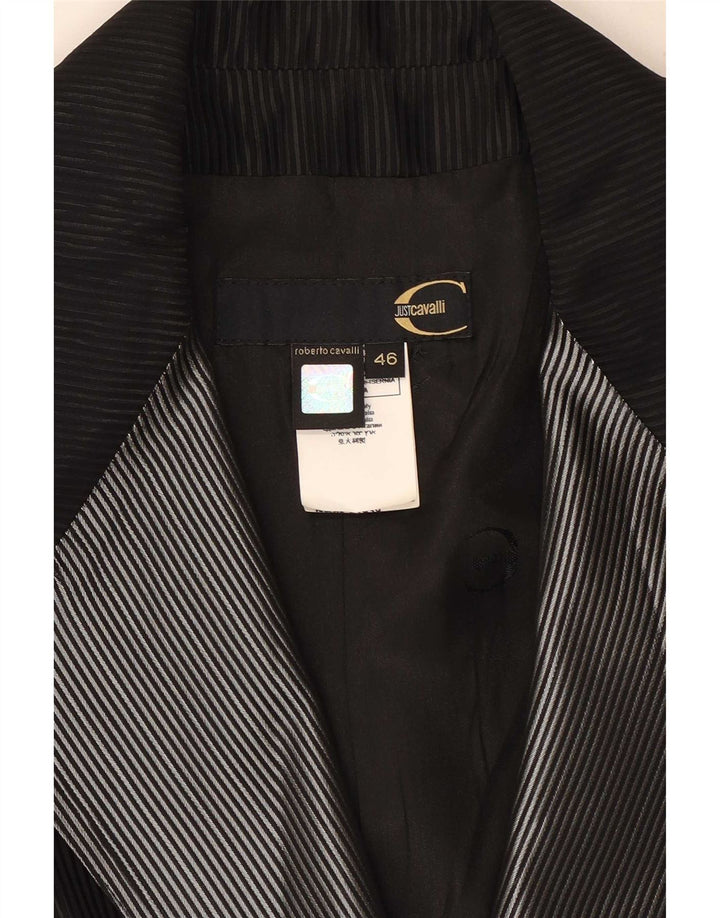 Just Cavalli Dame 1 Knaps Blazer Jacket IT 46 Large Black Pinstripe Wool