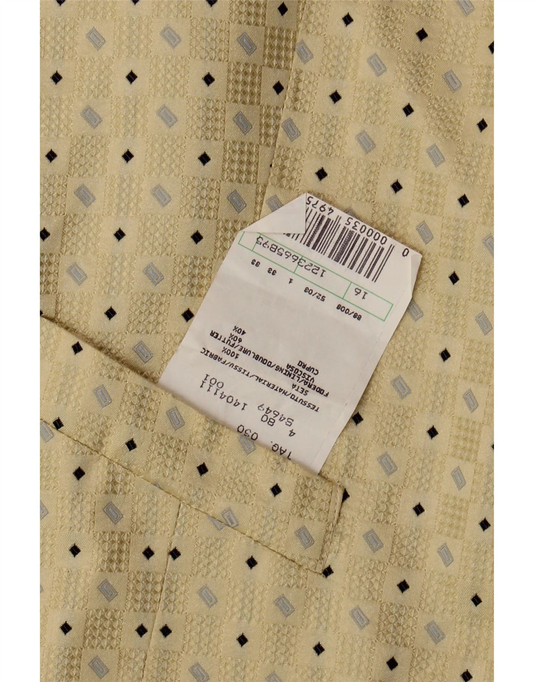 Vintage herrevest IT 50 Medium Beige Geometrisk Silke