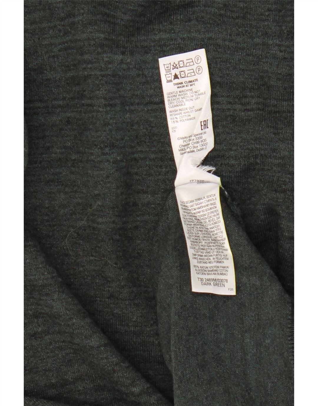 Marks & Spencer Herre Rullehals-trøjetrøje Medium Khaki-stribet bomuld
