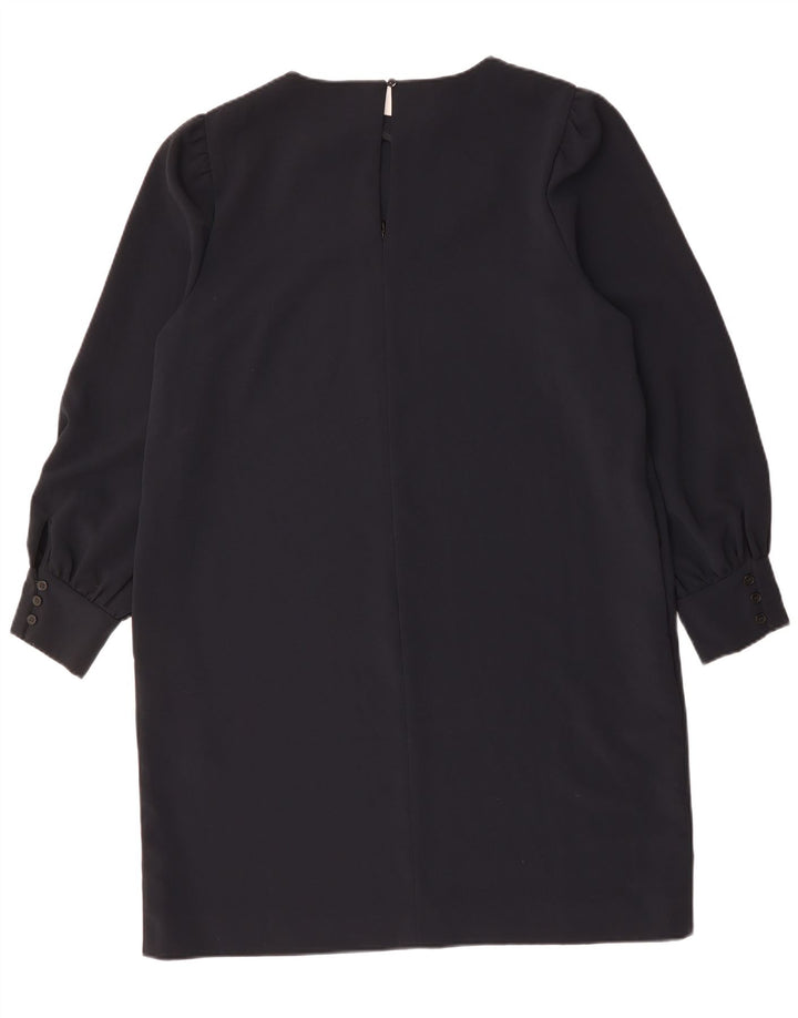 JAEGER Langærmet Shift-kjole til kvinder UK 18 XL marineblå polyester