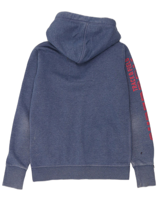Superdry Womens Graphic Regular Fit Hoodie Jumper UK 16 Large Blue Cotton