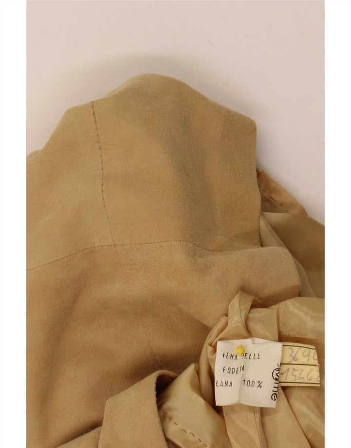 Vintage ruskindsnederdel til kvinder W30 mellembeige læder