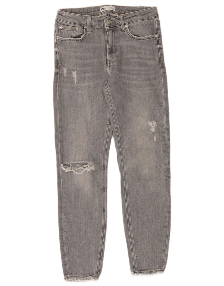Zara Dame Distressed Skinny Jeans EU 38 Small W28 L28 Grå