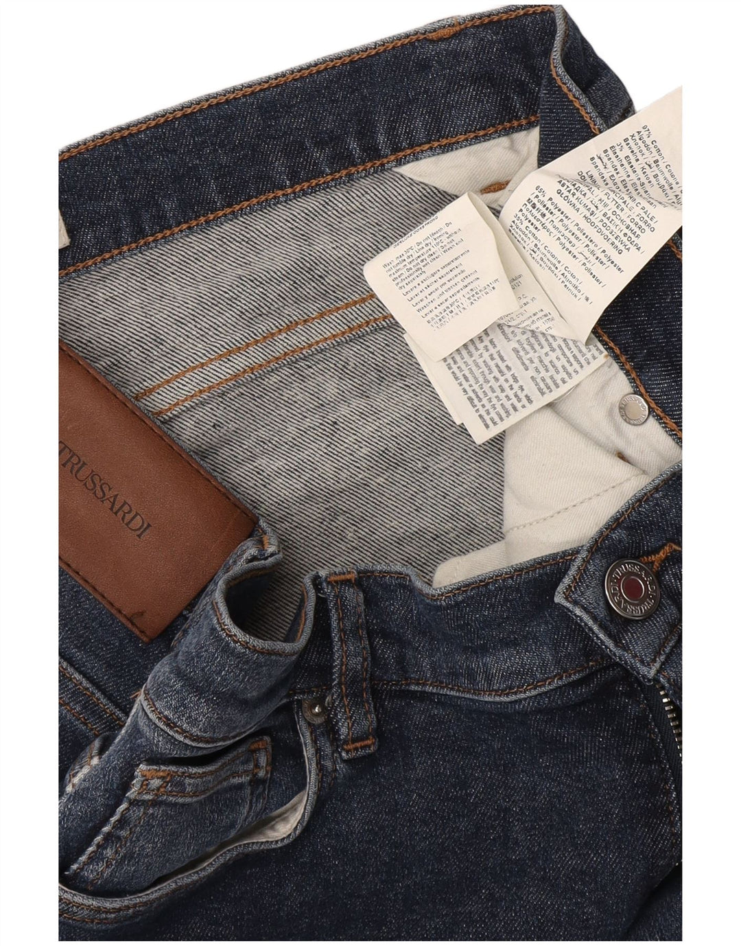 Trussardi Dame Slim Jeans IT 44 Medium W30 L32 Marineblå Bomuld