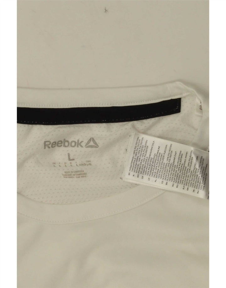 Reebok Herre T-Shirt Top Stor Hvid Colourblock Polyester