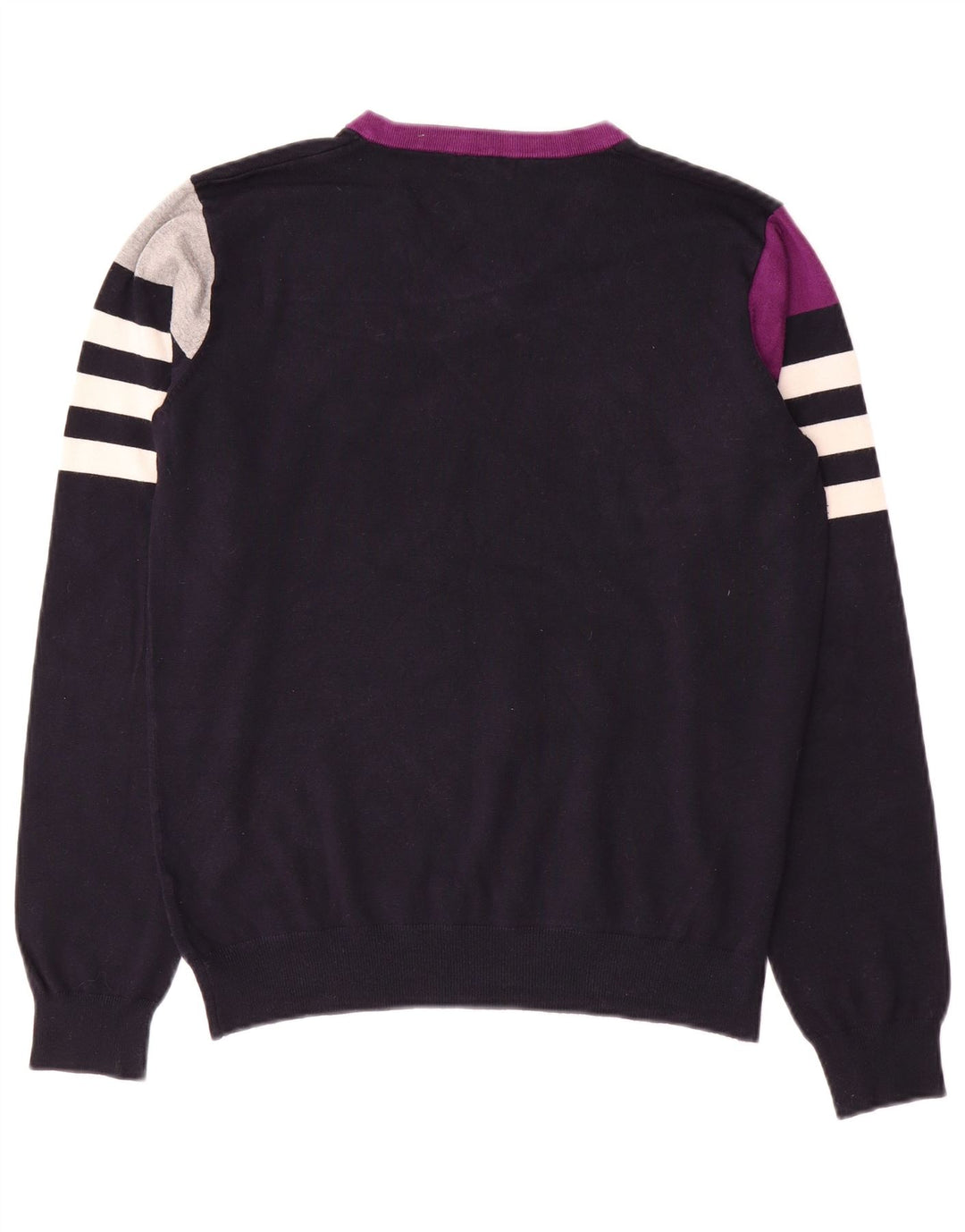 GAUDI Dame V-hals sweater UK 14 Medium Navy Blue Colourblock