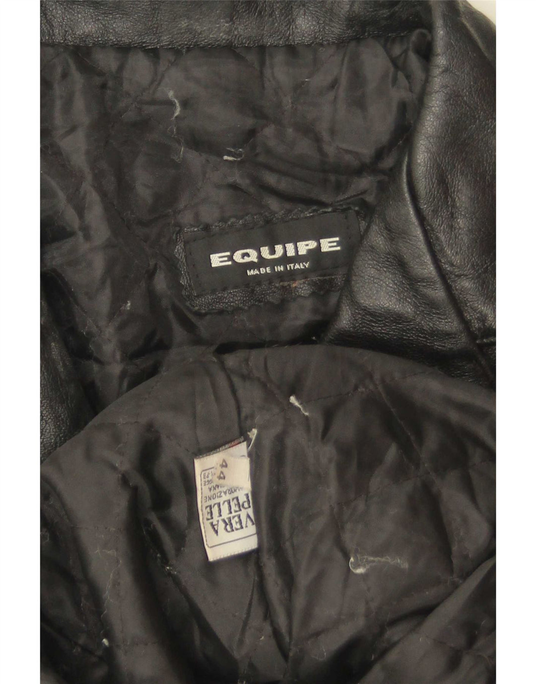 Equipe Dame 3 Knaps Læder Blazer Jakke IT 44 Medium Sort Læder