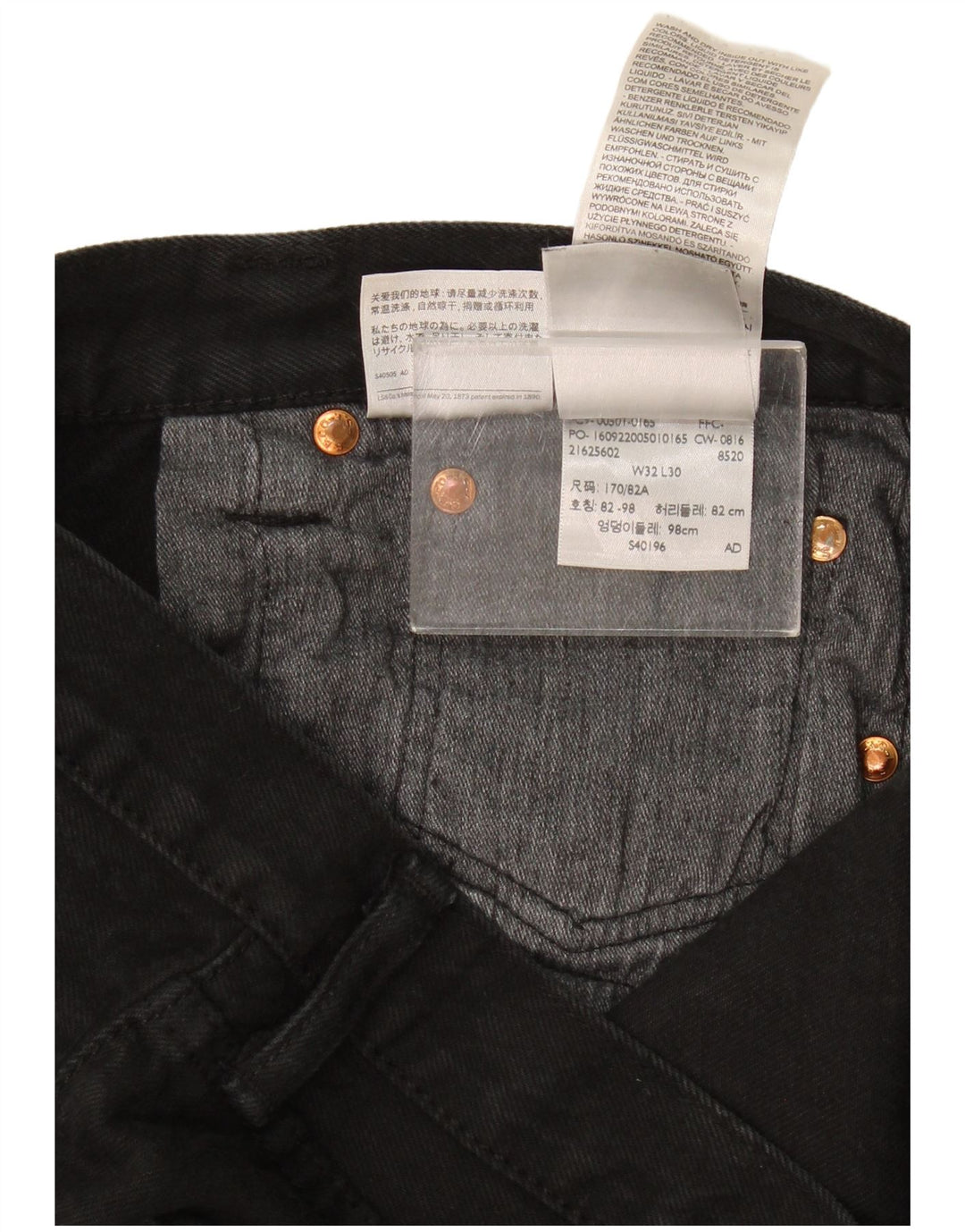 Levi's Straight Jeans til mænd W32 L30 Sort bomuld