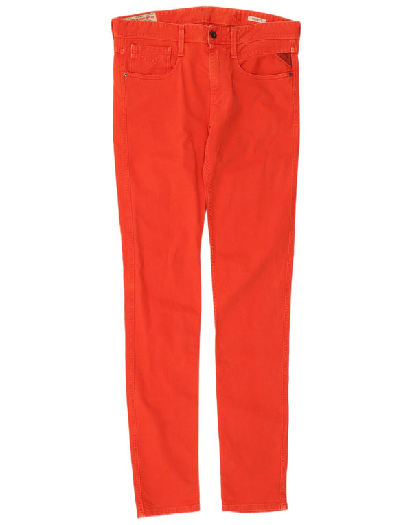 Replay Dame Anbass Slim Jeans W31 L34 Rød Bomuld