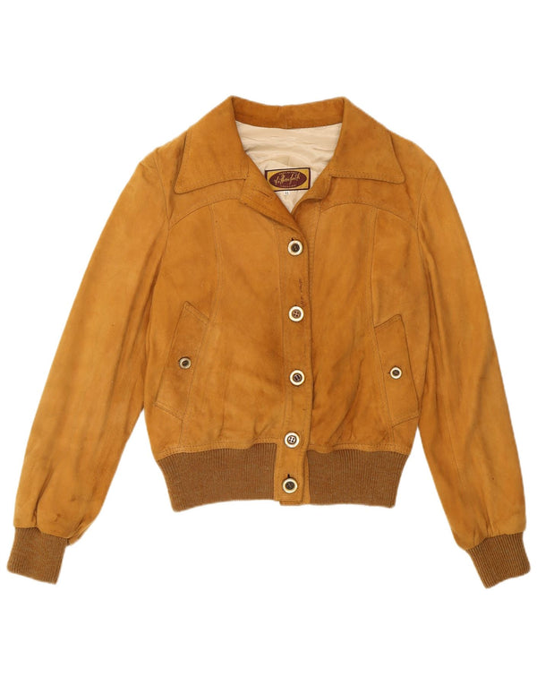 Vintage Dame Ruskind Bomber Jacket IT 44 Medium Brun Retro