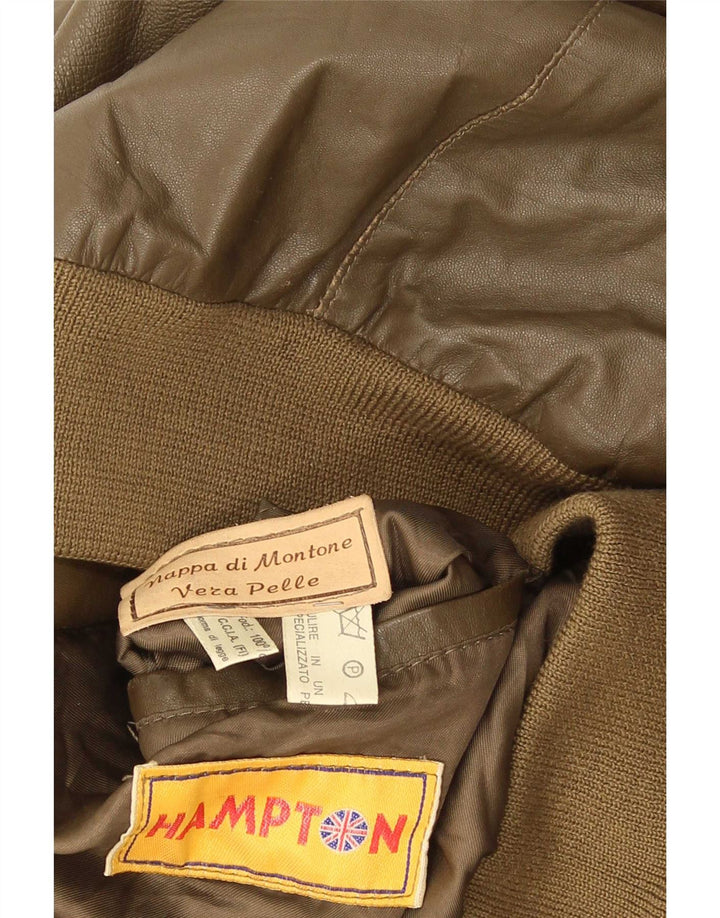 Vintage Herre Læderjakke UK 38 Medium Khaki Læder