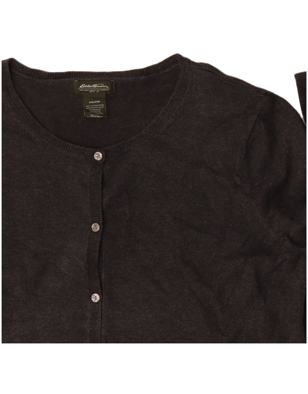 Eddie Bauer Dame Cardigan Sweater UK 20 2XL Grå Bomuld