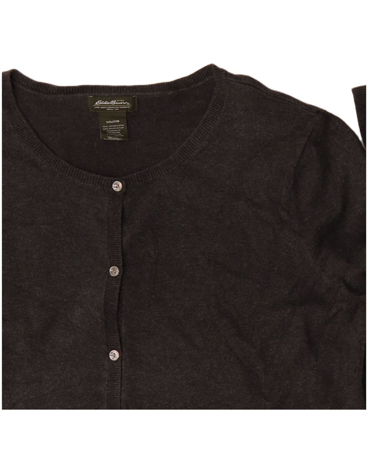 Eddie Bauer Dame Cardigan Sweater UK 20 2XL Grå Bomuld