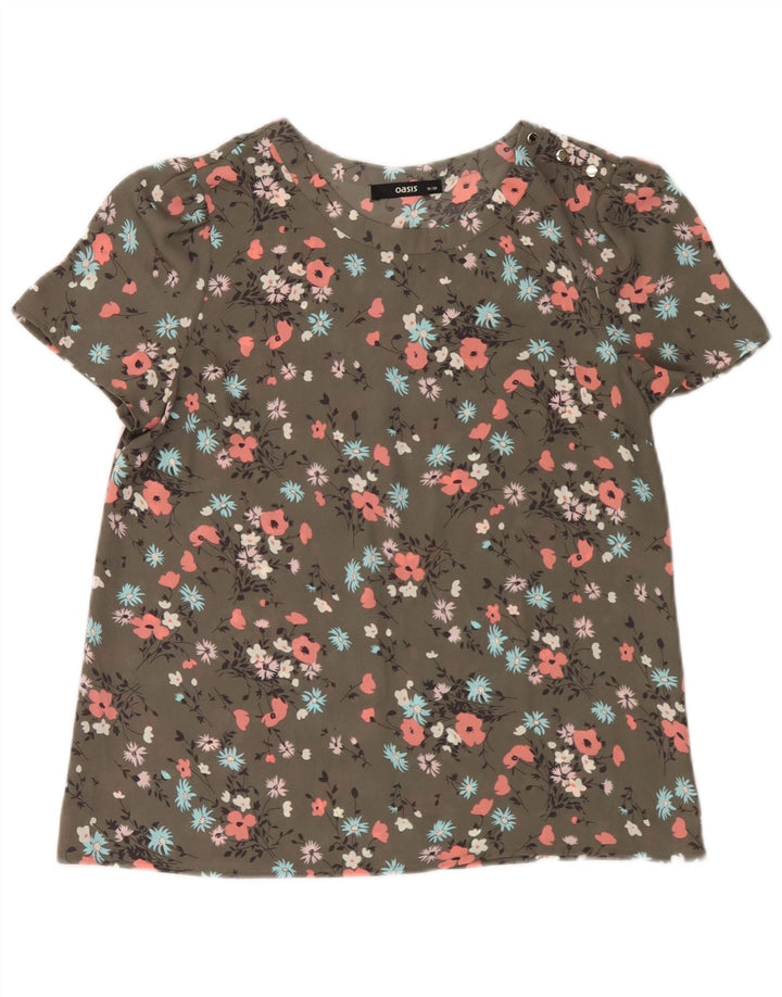 Oasis Dame Bluse Top UK 10 Small Green Floral