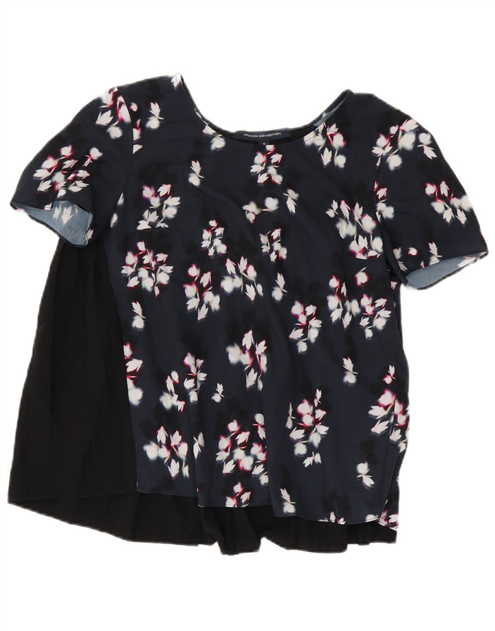 French Connection Damebluse Top UK 10 Small Black Floral Polyester