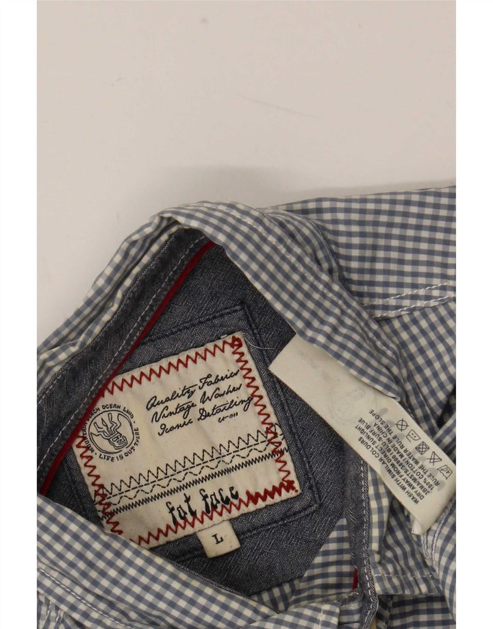 Fat Face Kortærmet Herreskjorte Stor Blå Gingham Bomuld