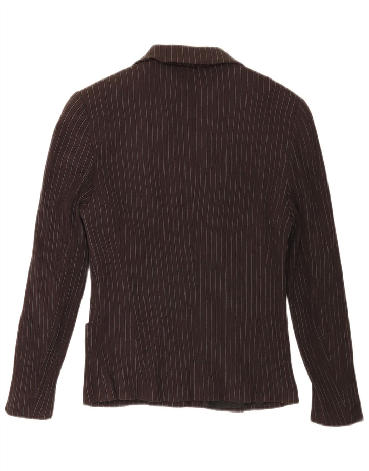 Taifun Dame 4-knaps blazerjakke UK 10 Small Brown Pinstripe Viscose