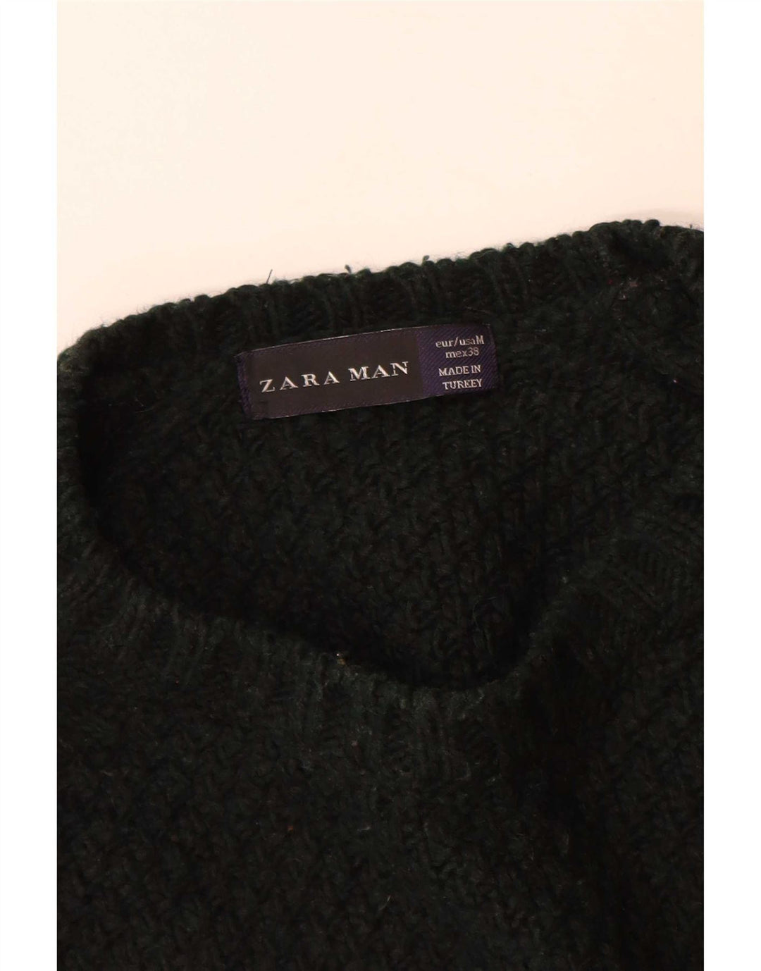 Zara Herre Crew Neck Jumper Sweater Medium Sort Akryl