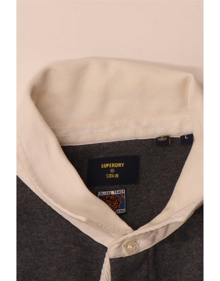 Superdry Polo-hals sweatshirt til mænd, stor grå bomuld