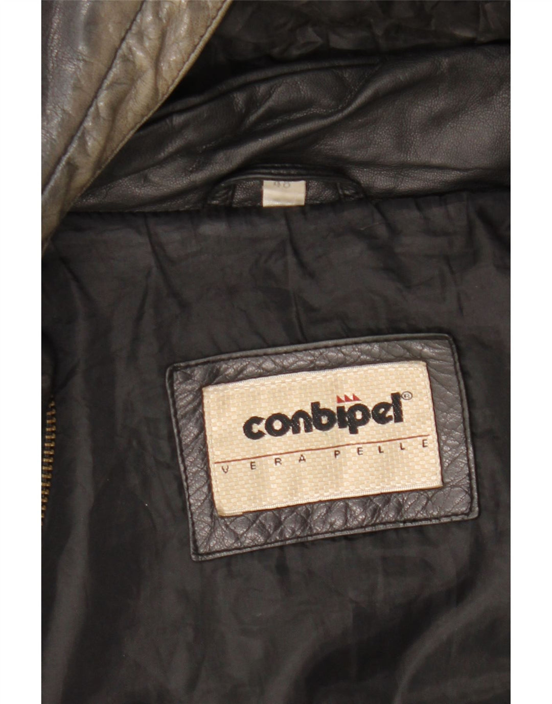 Conbipel Herre Hooded Loose Fit Læderjakke IT 48 Medium Sort Læder