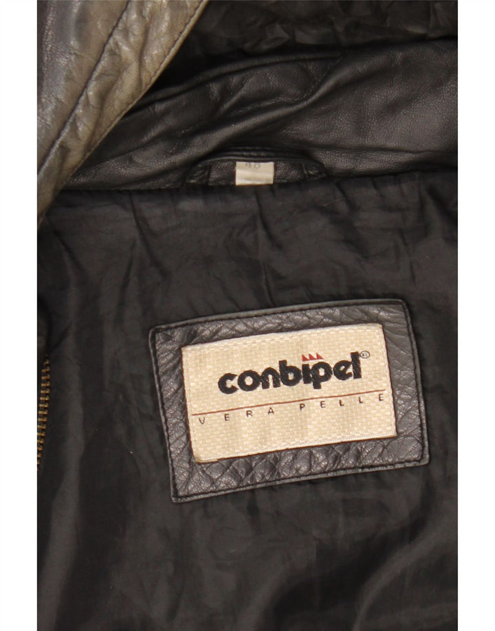 Conbipel Herre Hooded Loose Fit Læderjakke IT 48 Medium Sort Læder