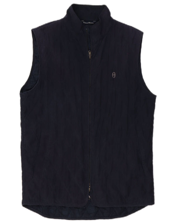 Conte of Florence Herre Quilted Gilet UK 38 Medium Navy Blue Polyester
