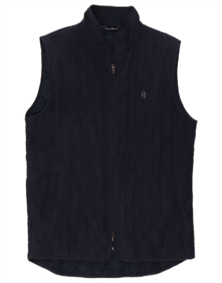 Conte of Florence Herre Quilted Gilet UK 38 Medium Navy Blue Polyester