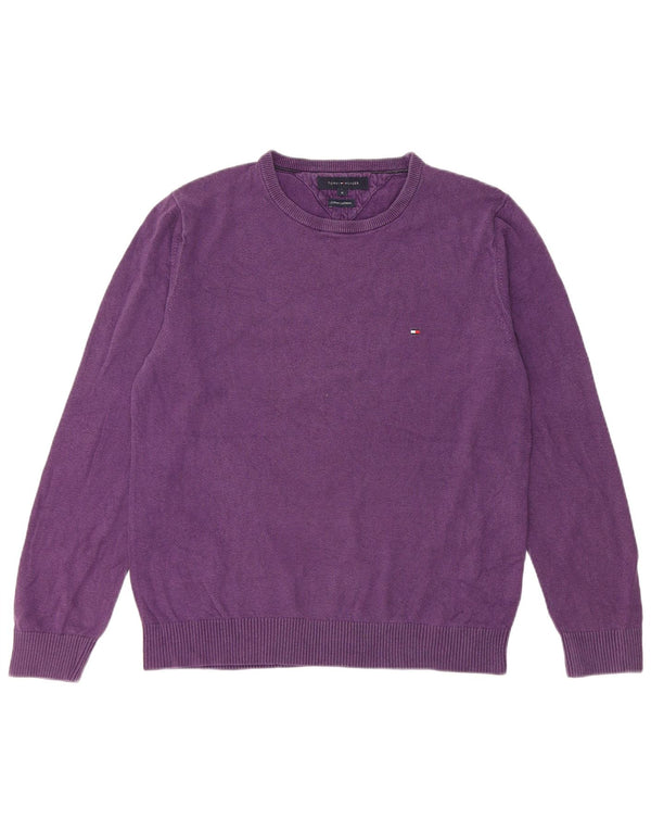 Tommy Hilfiger Herre sweater med rund hals, medium lilla bomuld